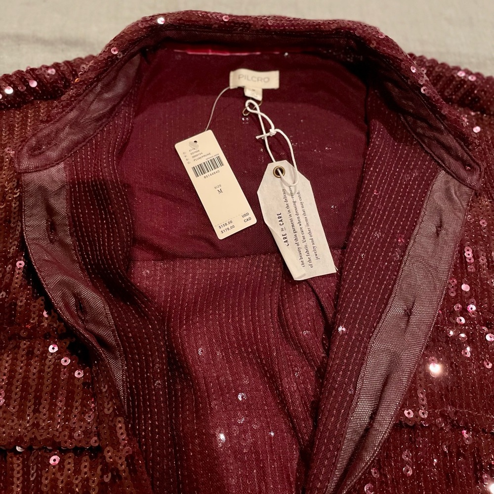 🔥 SOLD OUT 🔥Antrho Pilcro Sequin Oversized Button Down Shirt Plum Size M…